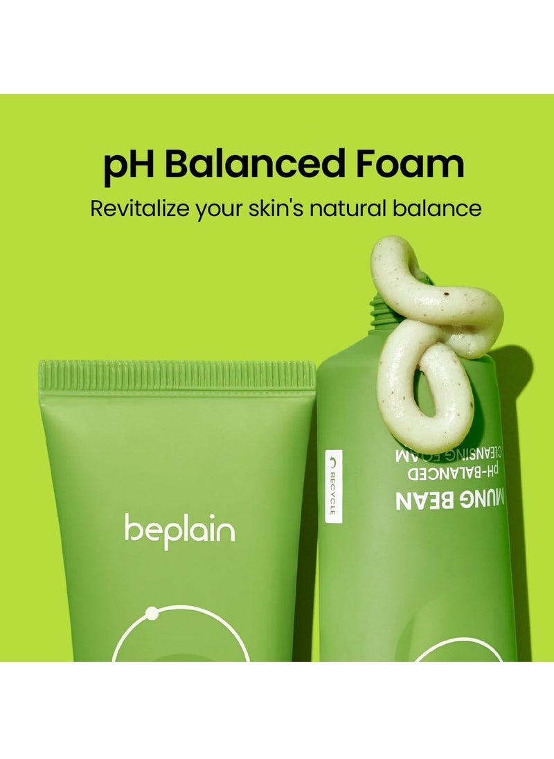 beplain beplain Mung Bean pH-Balanced Cleansing Foam | Hydrating & Gentle Face Clenser for All Skin Types | Makeup Remover | Korean Skin Care | Fragrance-Free | Non-comedogenic tested (2.7fl.oz/80ml)  - Image 3