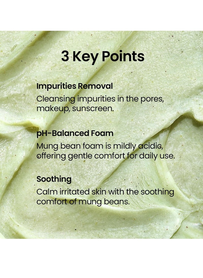 beplain beplain Mung Bean pH-Balanced Cleansing Foam | Hydrating & Gentle Face Clenser for All Skin Types | Makeup Remover | Korean Skin Care | Fragrance-Free | Non-comedogenic tested (2.7fl.oz/80ml)  - Image 4