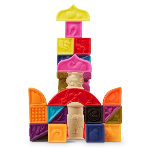 B. toys – Alphabet Learning Blocks for Babies & Toddlers – 26 Soft Squeezable ABC Blocks with Textured Animals – Educational Toys for Sensory Play, Bath Time & Early Development – 6+ Months - Image 1