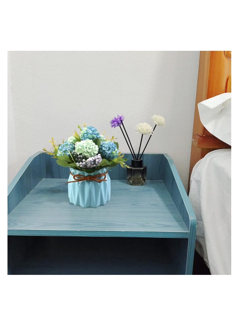 Excefore Artificial Hydrangea Bouquet with Small Ceramic Vase, Fake Silk Variety Balls Flowers Arrangement in Vase for Decoration Home Office Table Wedding (Hydrangea-Blue) - Image 2