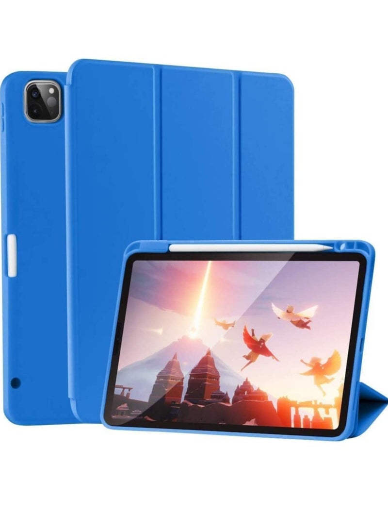 ELTRAZONE Case for iPad Pro 11 Inch 2021(3rd Gen)/2020(2nd Gen) with Pencil Holder [Support iPad 2nd Pencil Charging/Pair] Slim Trifold Stand, Smart Protective Case Cover (Surf Blue) - Image 1