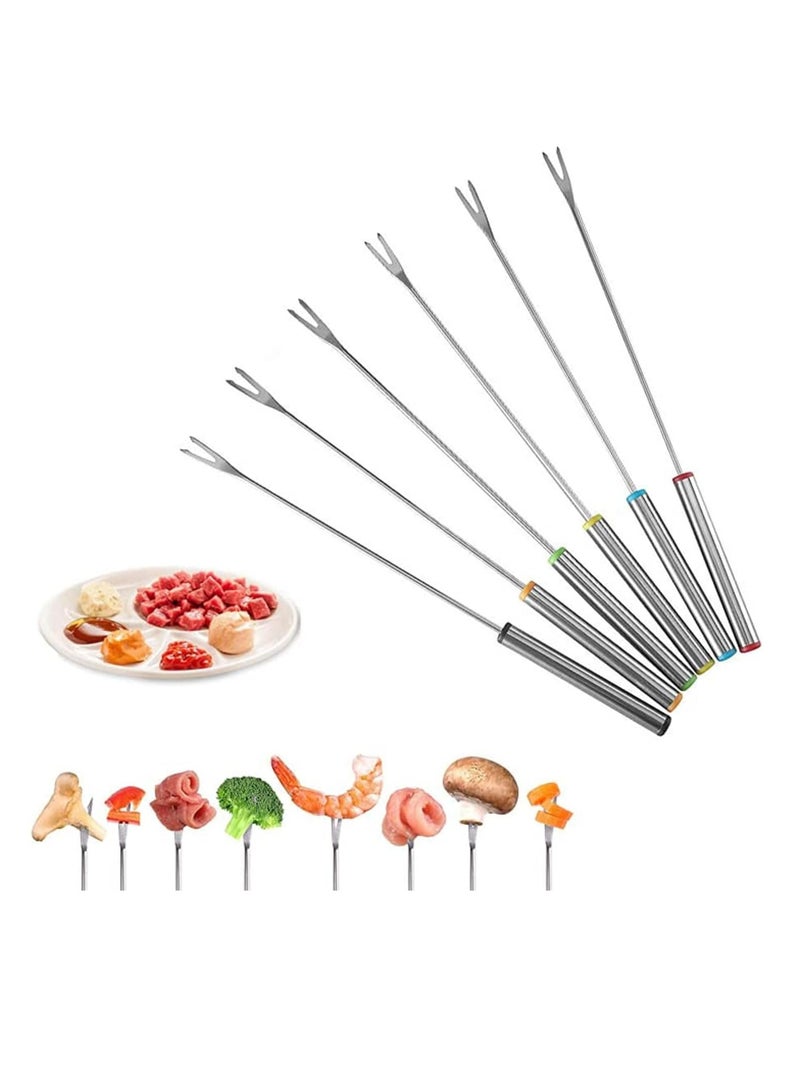 Oasisgalore 6-Pack 9.5" Stainless Steel Fondue Forks with Heat-Resistant Handles - Image 1