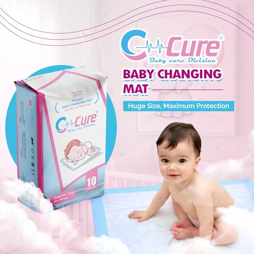 C-Cure Disposable Baby Underpads 60x90 cm Pack of 10 | Waterproof Changing Mats for Baby | Super Absorbent Dry Sheets | Leak Resistant Bed Protector for Newborn & Infant | Non Woven Under Pads - Image 2