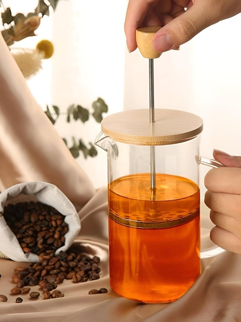 Cold Brewing, Multifunctional Glass French Press Coffee Maker with Bamboo Lid, Thick Borosilicate Glass, Stainless Steel Fine Filter Excellent for Strong Coffee, Aromatic Tea, Brewing Drinks - Image 2