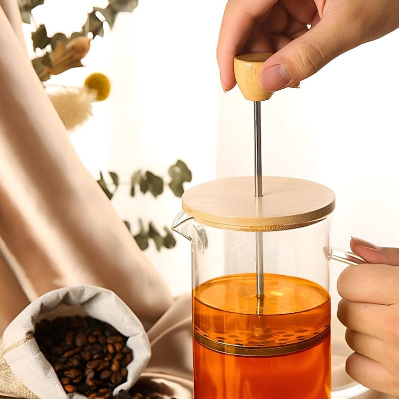 Cold Brewing, Multifunctional Glass French Press Coffee Maker with Bamboo Lid, Thick Borosilicate Glass, Stainless Steel Fine Filter Excellent for Strong Coffee, Aromatic Tea, Brewing Drinks - Image 5
