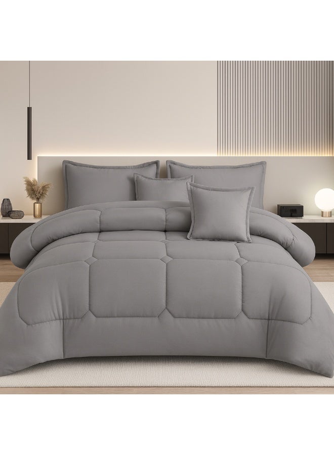 مينجلي مفرش سرير صيفي ملكي فاخر | طقم لحاف كينج 6 قطع (مقاس 250×230 سم) | حشوة منفوشة بخفة فائقة! - Image 1