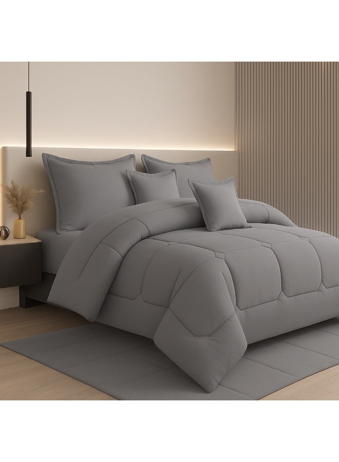 مينجلي مفرش سرير صيفي ملكي فاخر | طقم لحاف كينج 6 قطع (مقاس 250×230 سم) | حشوة منفوشة بخفة فائقة! - Image 2