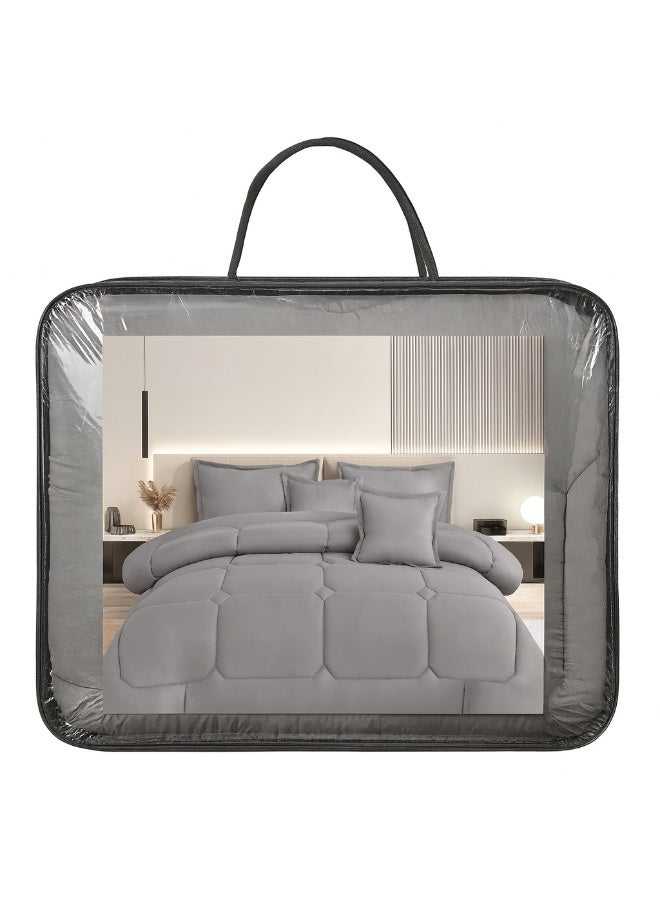 مينجلي مفرش سرير صيفي ملكي فاخر | طقم لحاف كينج 6 قطع (مقاس 250×230 سم) | حشوة منفوشة بخفة فائقة! - Image 4