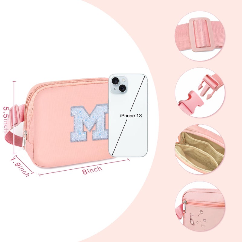 COSHAYSOO Initial Belt Bag Purse for Girls Pink Fanny Pack Crossbody Valentines Birthday gifts for 6 7 8 9 10 11 12 13 14 Year Old Girls Personalized Flower Girl Dance Recital Teen Presents Letter M - Image 5