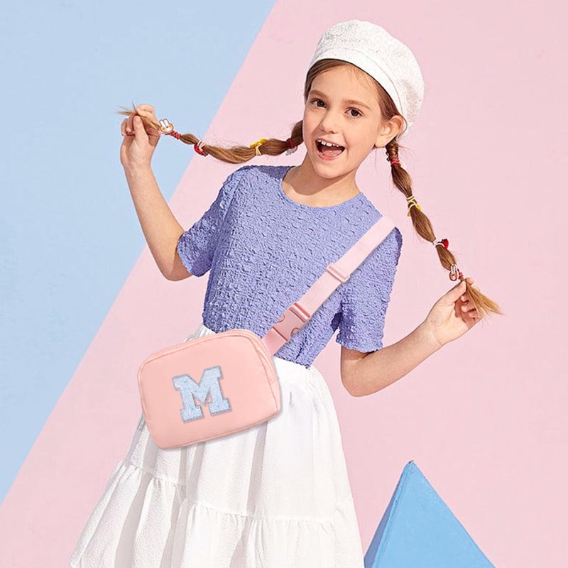 COSHAYSOO Initial Belt Bag Purse for Girls Pink Fanny Pack Crossbody Valentines Birthday gifts for 6 7 8 9 10 11 12 13 14 Year Old Girls Personalized Flower Girl Dance Recital Teen Presents Letter M - Image 4