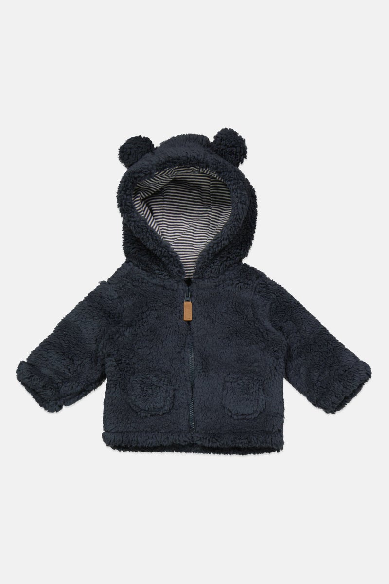 carter's Toddlers Boy Hooded Long Sleeves Textured Fleece Sweatshirt, Navy - Image 1