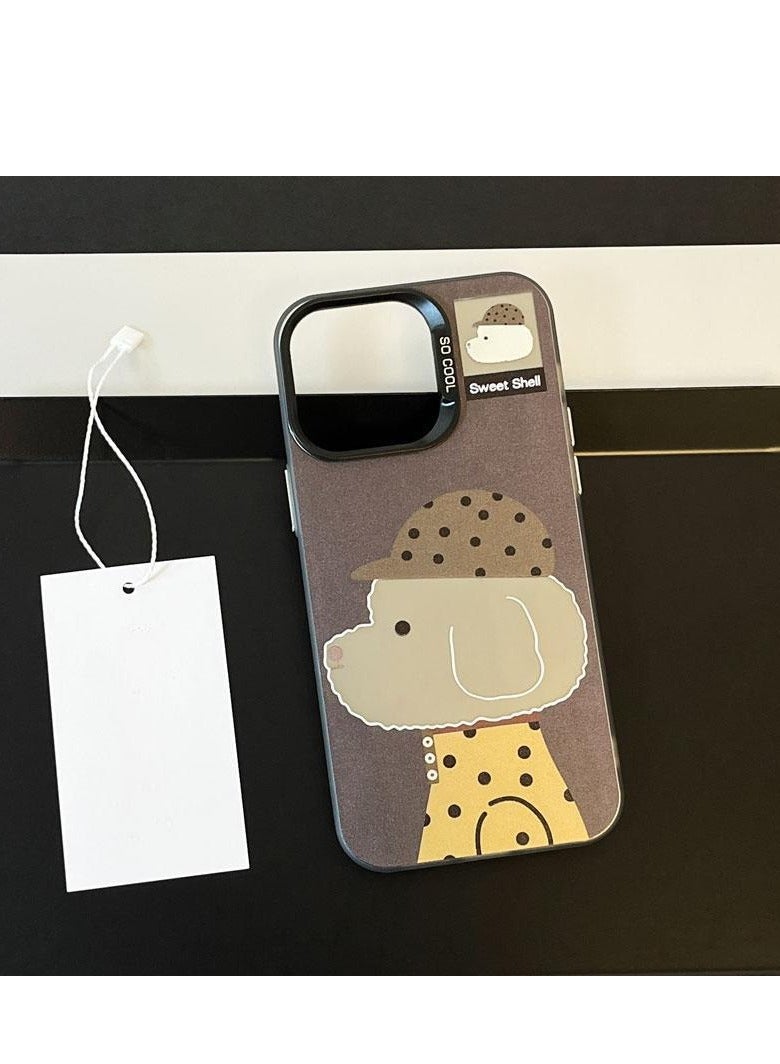 NIBEMINENT Cool Animals Protective TPU Case Cover For iPhone 15 Pro Max, Black Spot Fashion Puppy