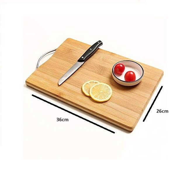 Home Cube 1 Pc Bamboo Chopping Board for Kitchen Cutting Board with Handle for Fruits,Vegetables, Bread, Cheese (36 x 26 cm) - Image 5