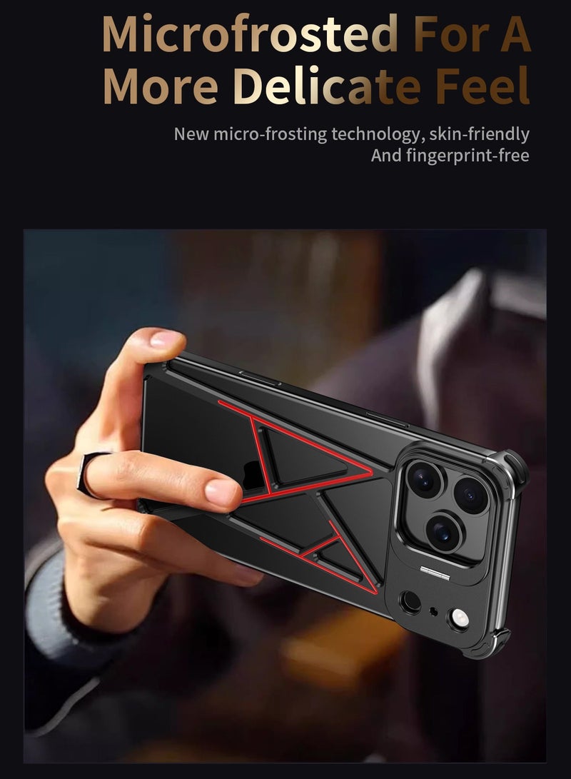 general For iPhone 17 Pro Max Metal Skeleton Heat Dissipation Stand Case A-Line Design Drop-proof MagSafe Compatible Case - Image 3