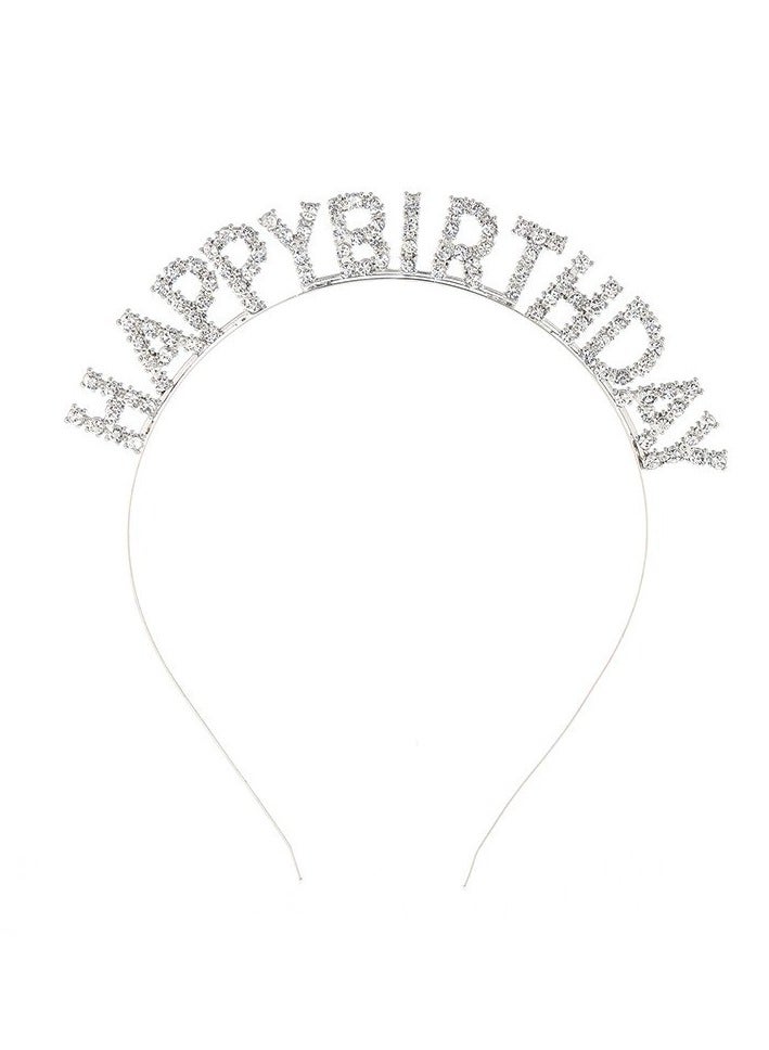 Birthday Headband for Women Girls Queen Crown Hair Band Tiara and Crowns Happy Birthday Party Accessories Supplies Favors(silver) - Image 1