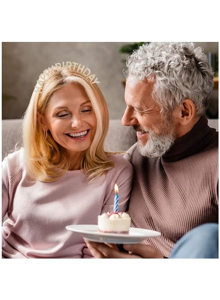 Birthday Headband for Women Girls Queen Crown Hair Band Tiara and Crowns Happy Birthday Party Accessories Supplies Favors(silver) - Image 3