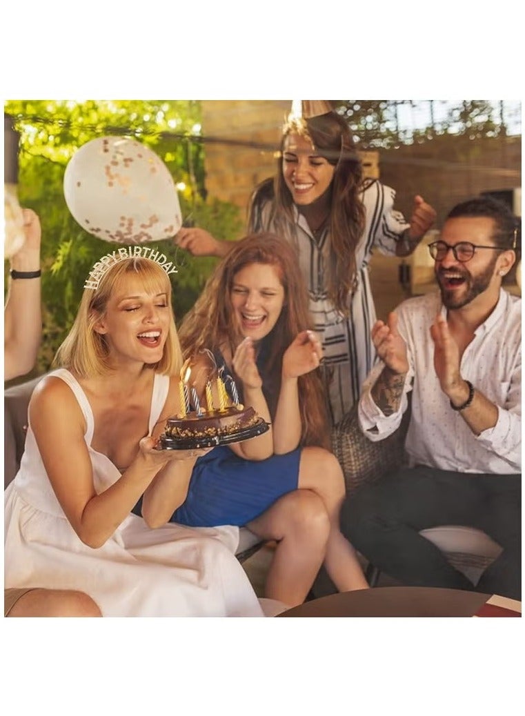 Birthday Headband for Women Girls Queen Crown Hair Band Tiara and Crowns Happy Birthday Party Accessories Supplies Favors(silver) - Image 4