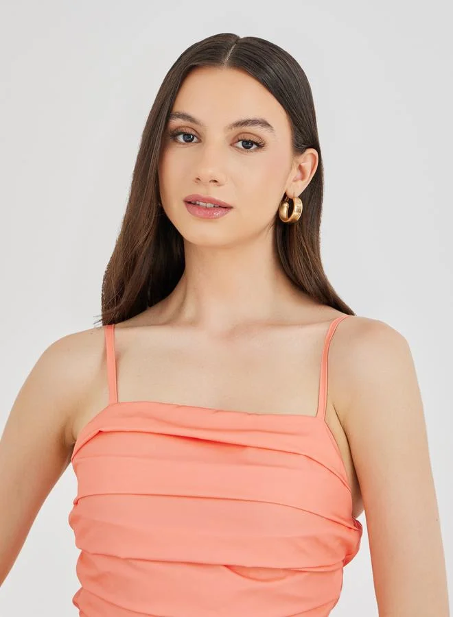 Take Two Take Two Floral Print Pleated Detail Strappy Midi Dress