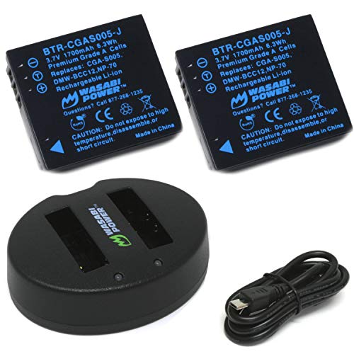 Wasabi Power 2-Pack Battery and Dual Charger for Panasonic CGA-S005, DMW-BCC12 and Lumix DMC-FX9, DMW-BCC12, DMC-FX12 - Image 1
