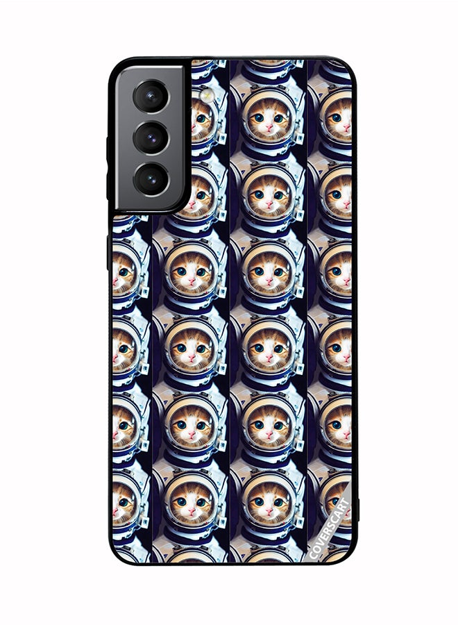 Protective Case Cover For Samsung Galaxy S21 FE 5G Cat Face Inside Astronauts Helmet Pattern Design Multicolour