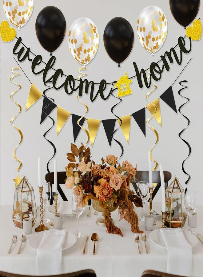 Teniinet Pre-Strung Welcome Home Banner with Two Heart and A Vivid Home Sign Flash Party Decorations, Funny Home Party Sign Decors Family Party Housewarming Banner for Family Theme Party Supplies Decorations - Image 2