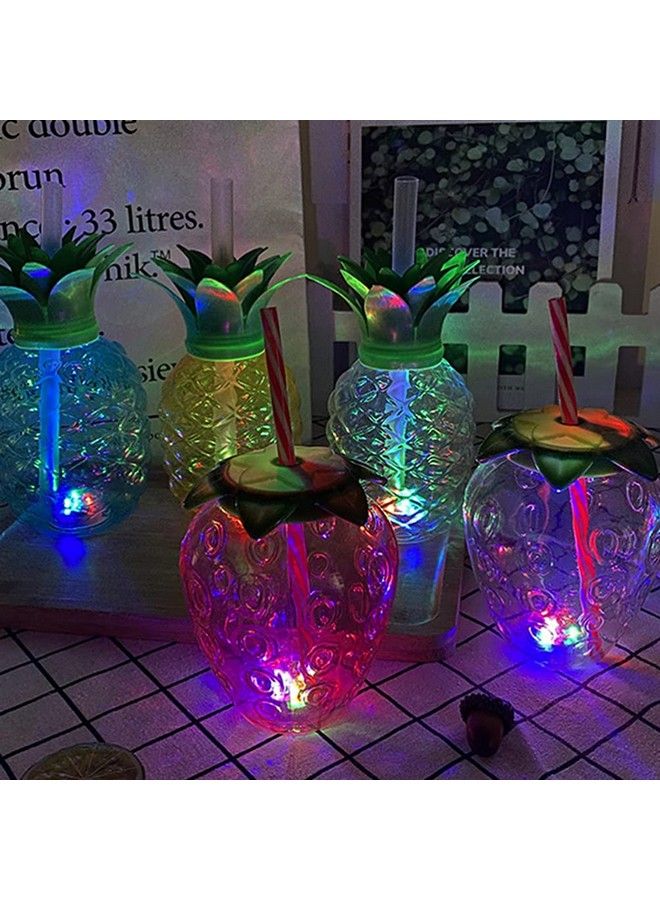 DOITOOL 3Pcs Pineapple Cups Luminous Fishbowl Cups With Lids And Straw Glowing Summer Party Cups Plastic Pineapple Cups Tutti Frutti Party Decorations - Image 3
