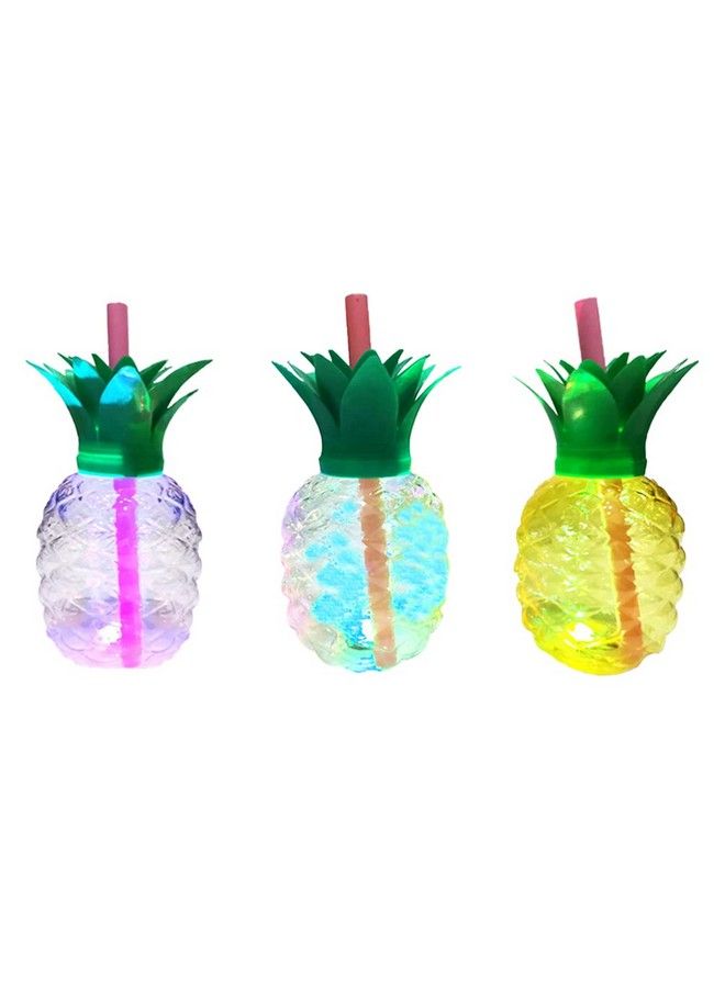DOITOOL 3Pcs Pineapple Cups Luminous Fishbowl Cups With Lids And Straw Glowing Summer Party Cups Plastic Pineapple Cups Tutti Frutti Party Decorations - Image 2