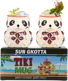 SUN GKOTTA SUN GKOTTA Tiki Mugs Cocktail Set of 2 - Ceramic Hawaiian Party Mugs Drinkware, Cute Cocktail Glasses, Tiki Bar  - Image 1
