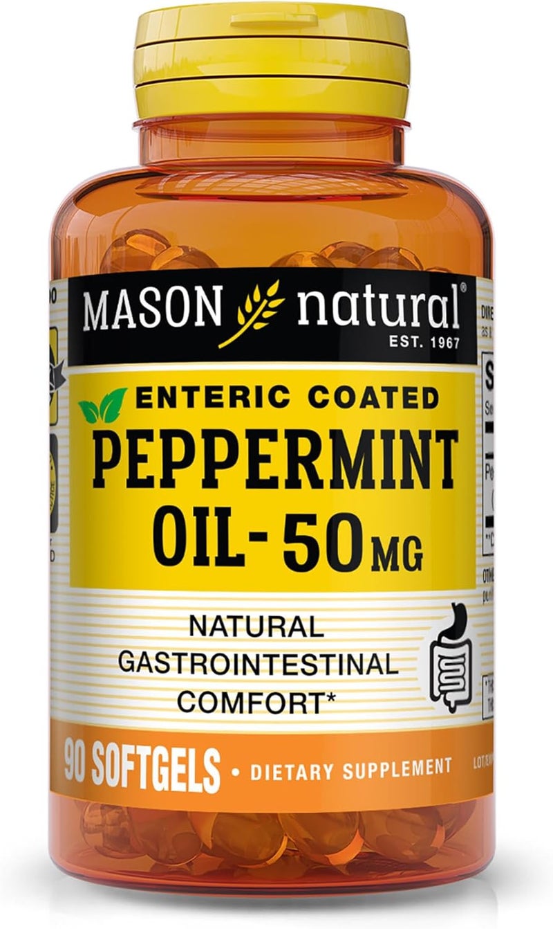 MASON NATURAL Peppermint Oil 50 mg Enteric Coated Supplement 90 Day Supply of Gastrointestinal Support for Normally Functioning Bowel Softgel Pills - Image 1