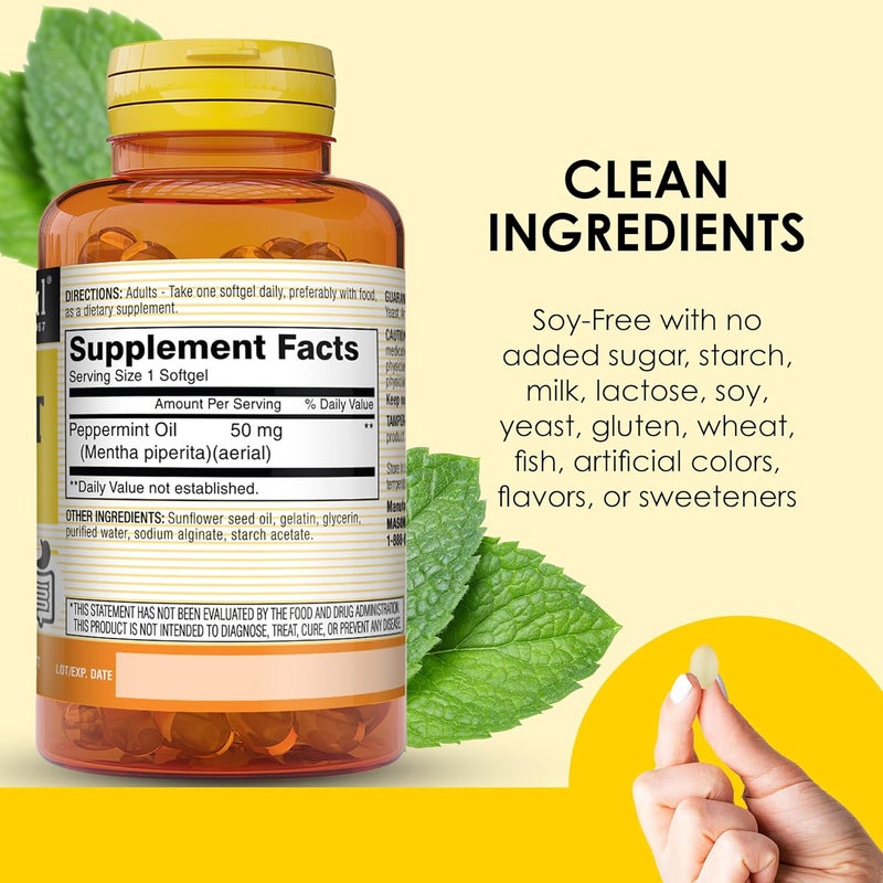 MASON NATURAL Peppermint Oil 50 mg Enteric Coated Supplement 90 Day Supply of Gastrointestinal Support for Normally Functioning Bowel Softgel Pills - Image 5