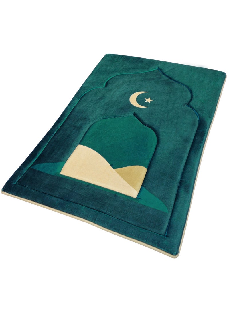 Fabienne Memory Foam Prayer Mat 70x110cm Thick Padded Muslim Prayer Rug with Knee Support Gift for Elderly People Cushioned Anti-Slip Lightweight Janamaz Salah Mat with 3D Design Dark Green - Image 5