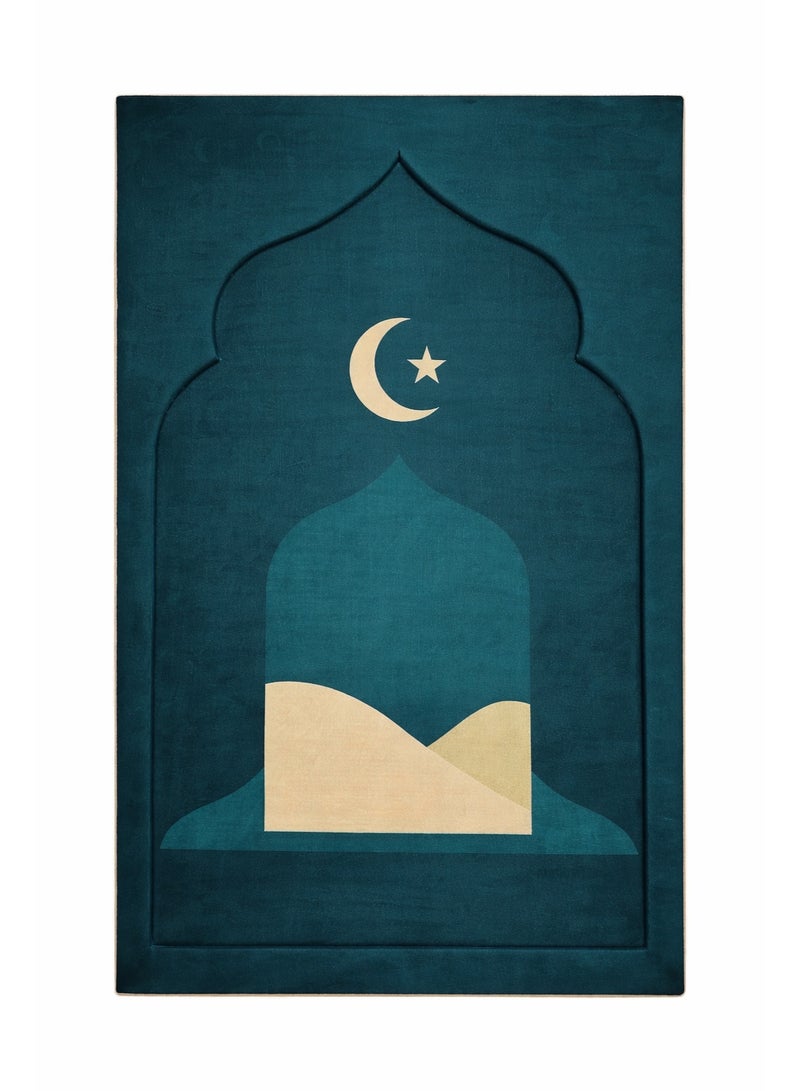 Fabienne Memory Foam Prayer Mat 70x110cm Thick Padded Muslim Prayer Rug with Knee Support Gift for Elderly People Cushioned Anti-Slip Lightweight Janamaz Salah Mat with 3D Design Dark Green - Image 1