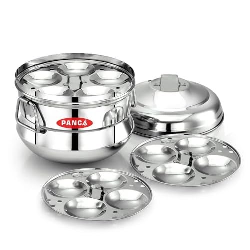 PANCA Stainless Steel Idli Maker 3 Plate 13 Idli Panai Premium Idli Cooker With Steel Handles Fresh Idli Steamer Kitchen Utensil Essentials - Image 1
