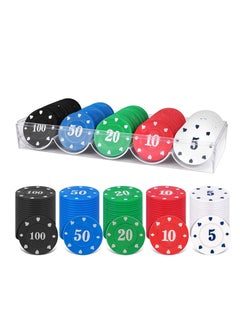 Generic Round Chips Learning Toys with Storage Box, 100 Pcs/Set 5 Color Round Chips Counting Numbers Teaching for Crafts Decoration, Plastic Counting Chips for Math  - Image 1