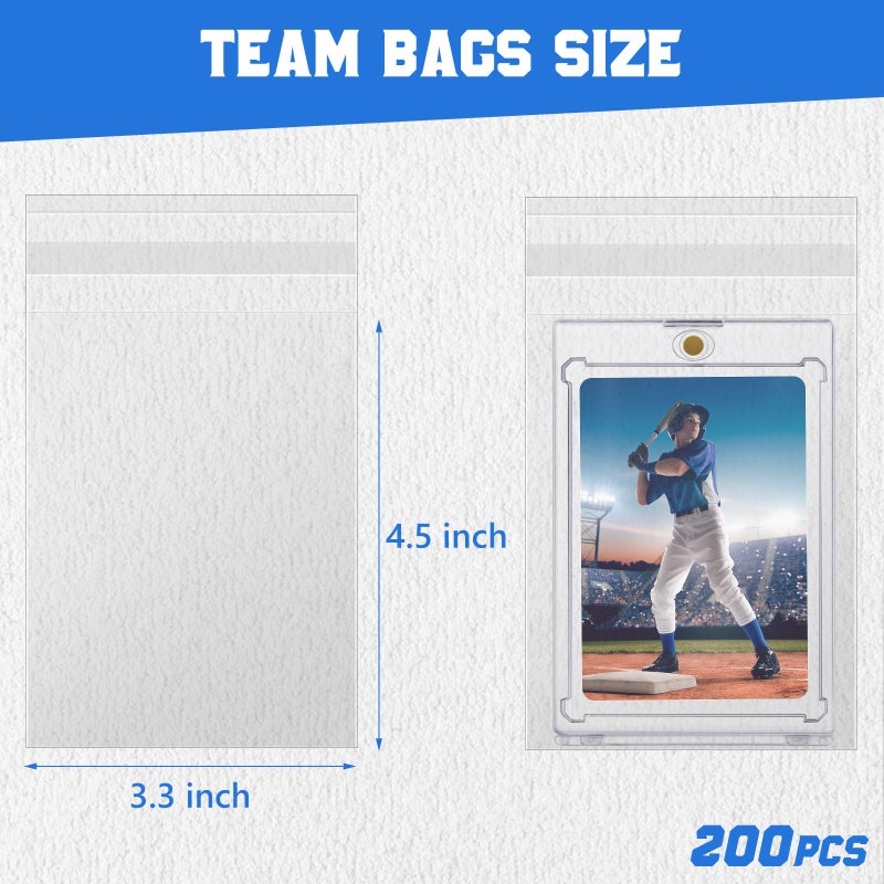 DEDC 200Pcs Trading Cards Team Bags for One Touch Magnetic Card Holder, Team Set Bags for Cards Resealable Card Sleeves Exact Fit Sleeves for 35PT Magnetic - Image 2