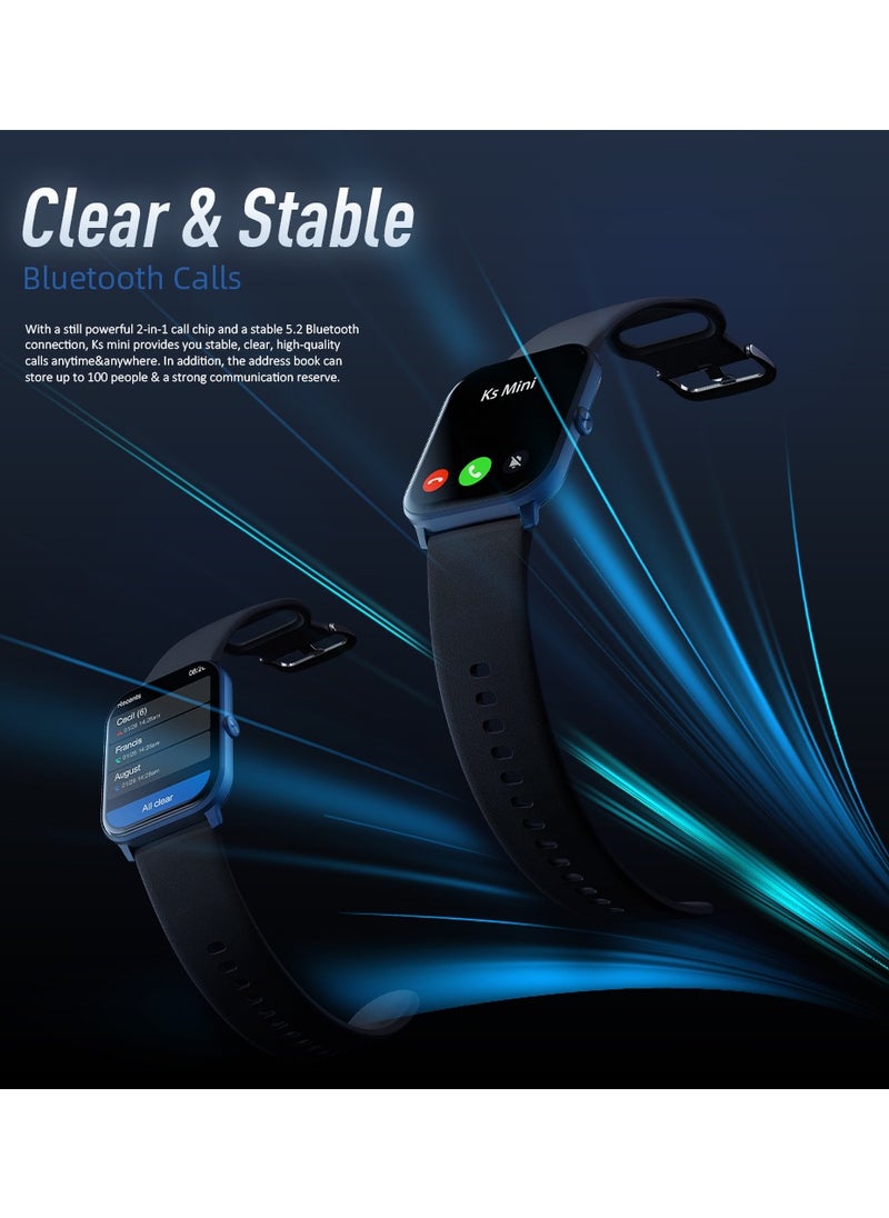 Smart calling watch Ks Mini (Blue) 24H Heart Rate & SPO2 & Sleep Monitor/60-Sport Modes 1.78'' Ultra Amoled Touch Screen 20day Blue