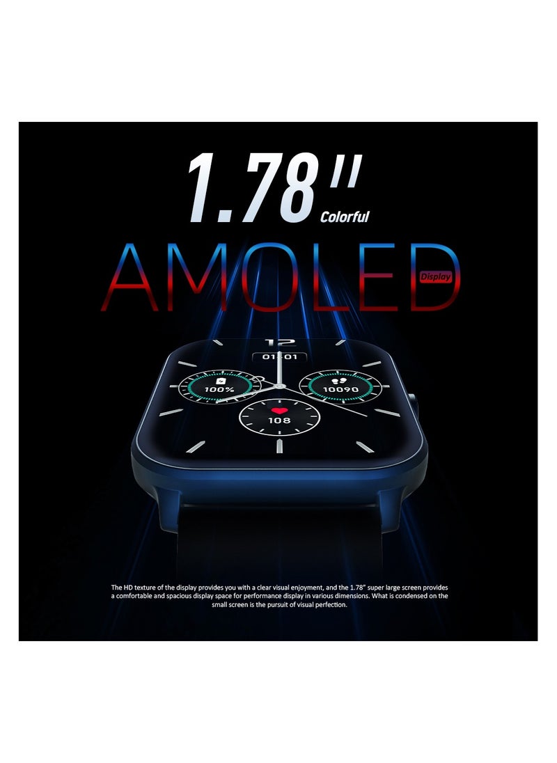 Smart calling watch Ks Mini (Blue) 24H Heart Rate & SPO2 & Sleep Monitor/60-Sport Modes 1.78'' Ultra Amoled Touch Screen 20day Blue