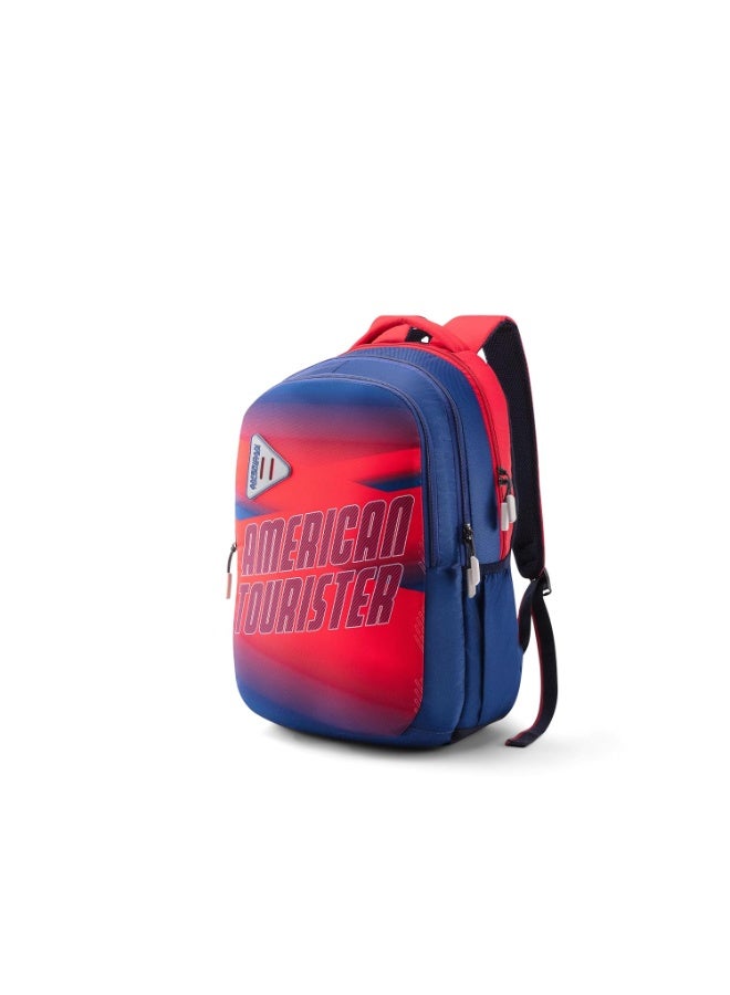 American Tourister Nexa Style 03, Large 3 Compartment Backpack, 32L with Spacious Interiors Bags For School, Office, College, Gift For Men & Women - Blue/Red - Image 1