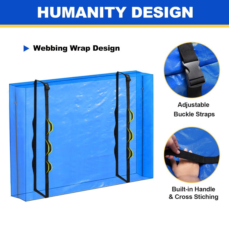 TICONN Mattress Bags for Moving, Heavy Duty Queen Mattress Cover Storage Bag with Full-Around Handle and Adjustable Buckles (Blue, Queen) - Image 4