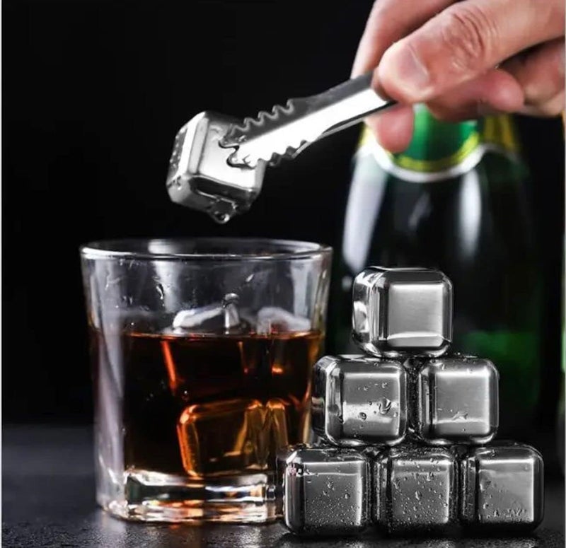 Honexa Exclusive Stainless Steel Whiskey Stones High Cooling Technology Ice Cubes Chilling Rocks Reusable Wine Stone Durable Beer Drink Freezer Cooler Rock for Christmas and Birthday Gifts Set of 4 - Image 3