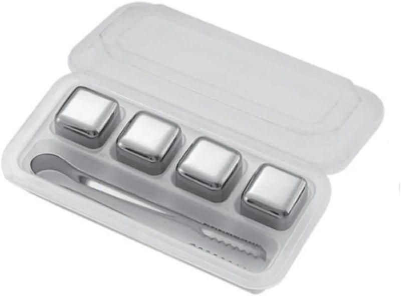 Honexa Exclusive Stainless Steel Whiskey Stones High Cooling Technology Ice Cubes Chilling Rocks Reusable Wine Stone Durable Beer Drink Freezer Cooler Rock for Christmas and Birthday Gifts Set of 4 - Image 1