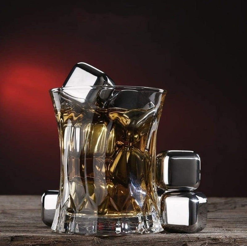 Honexa Exclusive Stainless Steel Whiskey Stones High Cooling Technology Ice Cubes Chilling Rocks Reusable Wine Stone Durable Beer Drink Freezer Cooler Rock for Christmas and Birthday Gifts Set of 4 - Image 5