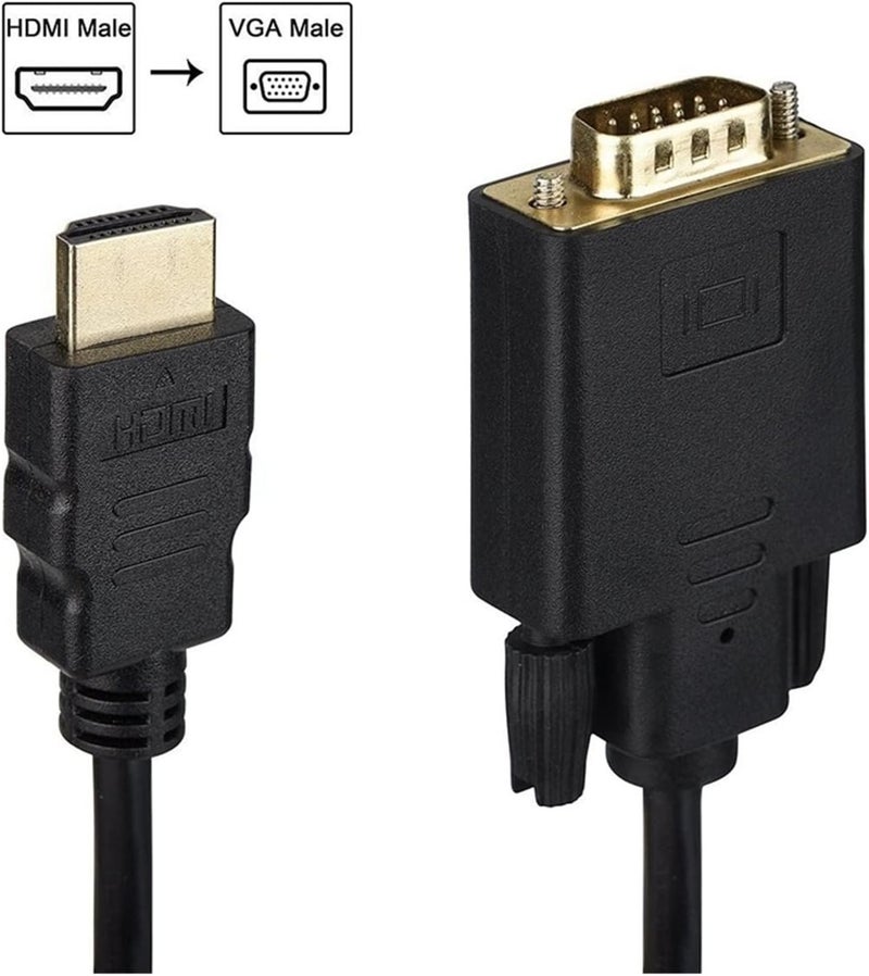 HDMI to VGA Cable, 1.8m Gold-Plated 1080P HDMI Male to VGA Male Adapter Cable - Image 4