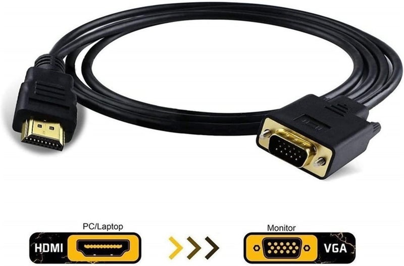 HDMI to VGA Cable, 1.8m Gold-Plated 1080P HDMI Male to VGA Male Adapter Cable - Image 5