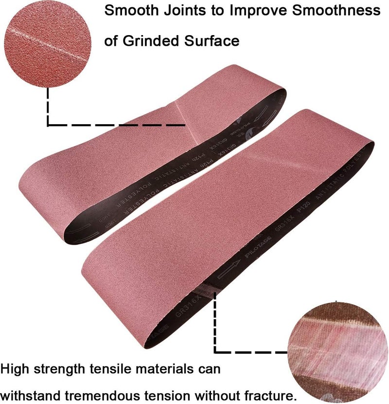 Tonmp 6 PCS 6 inch x 48 inch Sanding Belts - 2 Each of 40 80 120 Grit Aluminum Oxide Sanding Belts For Belt sander (6x48 inch) - Image 4