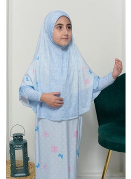 Altobeh Children's Prayer Set Practical Two-Piece Patterned Sleeves Removable Headscarved Lycra Hijab Dress (6-12 Years) 901-0102  - Image 5