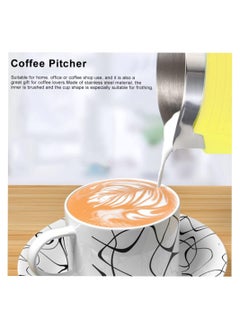 Beauenty Stainless Steel Milk Frothing Pitcher 12OZ with Heat Resistant Grip Ideal for Espresso Machines and Latte Art Yellow Color  - Image 3