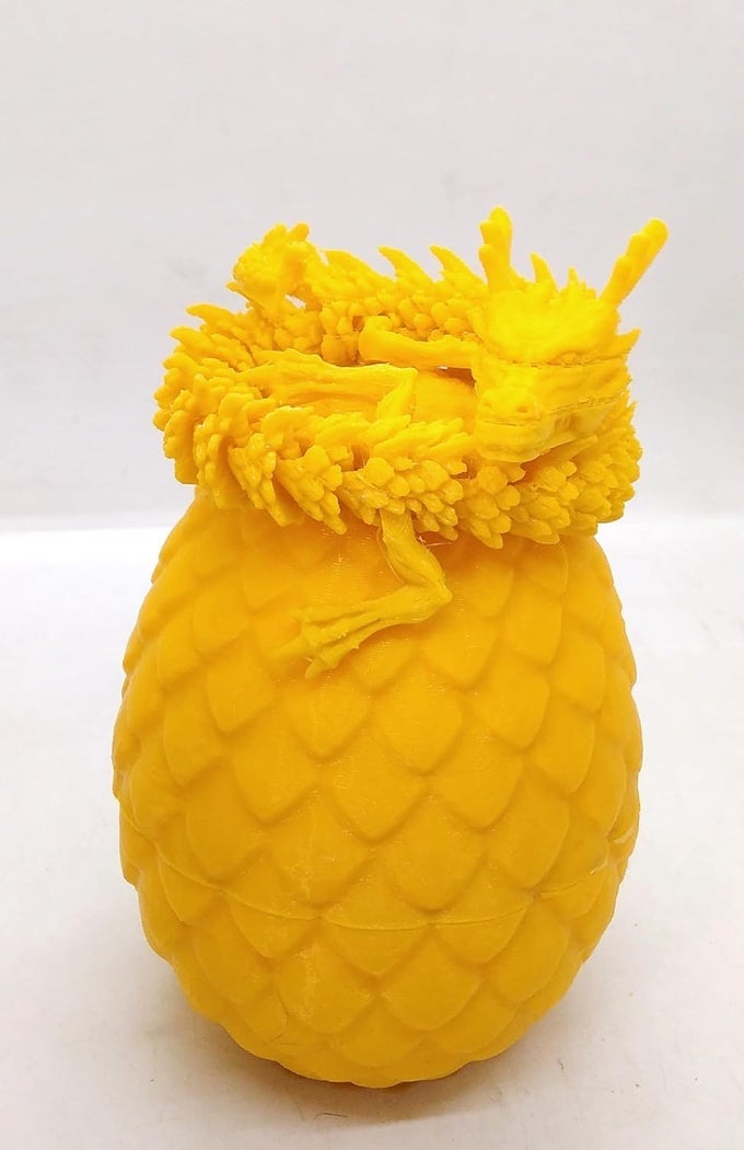 3D PRINTED DRAGON EGGS WITH DRAGON INSIDE, SURPRISE DRAGON EGGS FOR EASTER, 3D DRAGON EGG CRYSTAL DRAGON (YELLOW PLA PLASTIC)