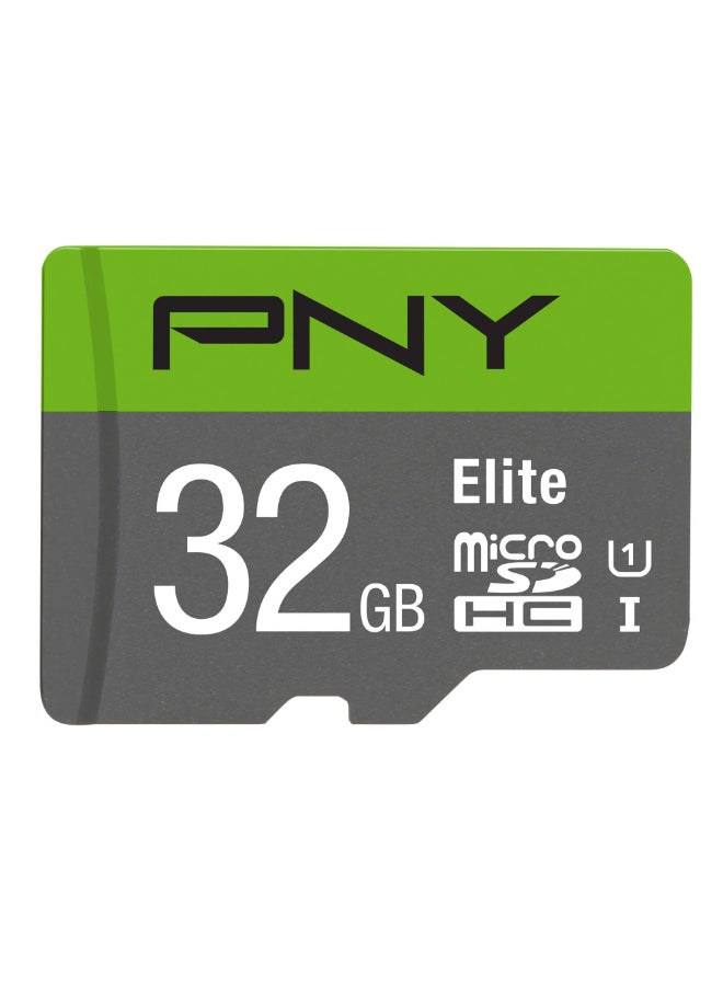 بي إن واي بطاقة ذاكرة فلاش PNY 32GB Elite Class 10 U1 microSDHC - سرعة قراءة 100MB/s، Class 10، U1، Full HD، UHS-I، Micro SD (عبوة من 1) - Image 1