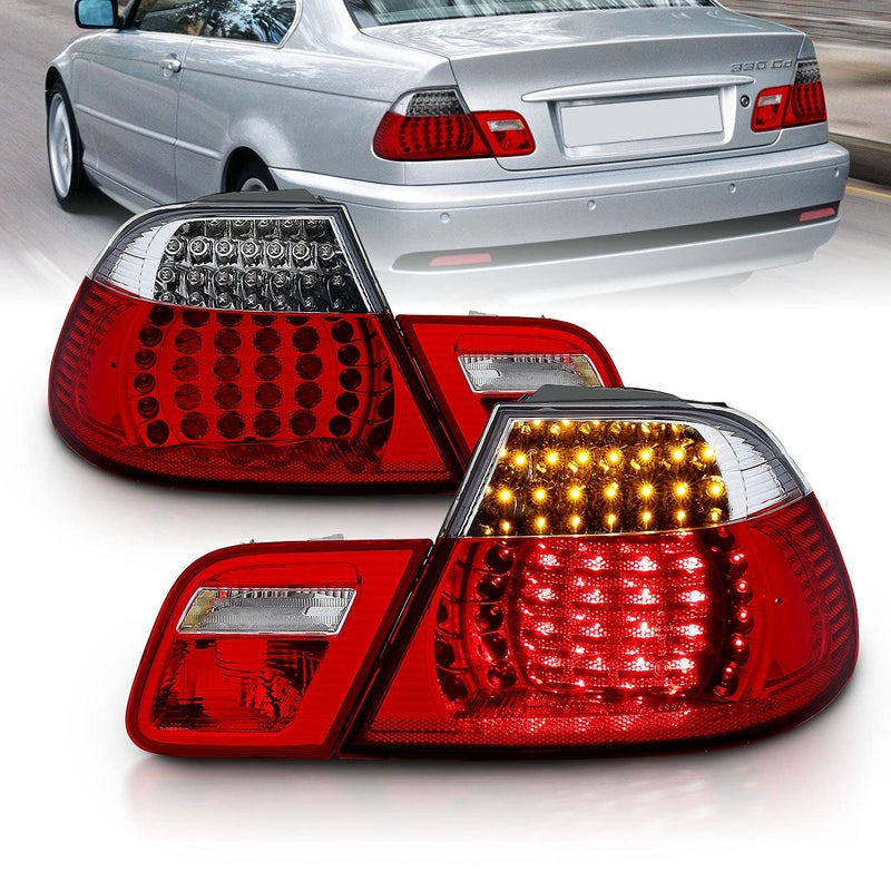 AmeriLite 2 Door LED Taillights Set RedClear 4 Pcs For Bmw 3 Series E46  Passenger and Driver Side Do Not Fit Convertible
